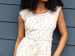 Better Perspective Black and White Daisy Denim Romper FINAL SALE