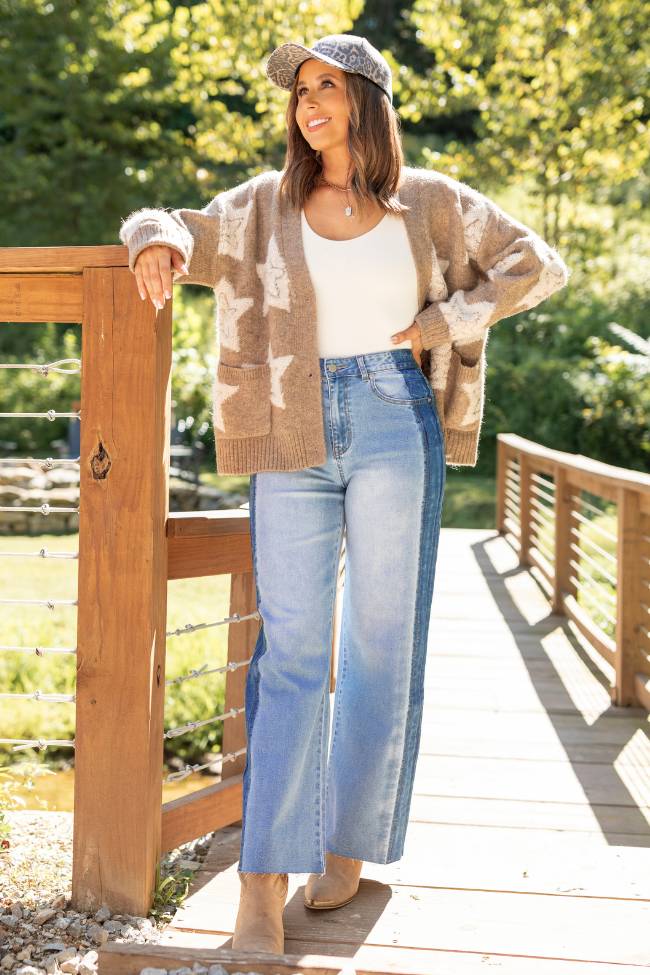 More Than Wishes Brown Star Cardigan Emily Fauver X Pink Lily