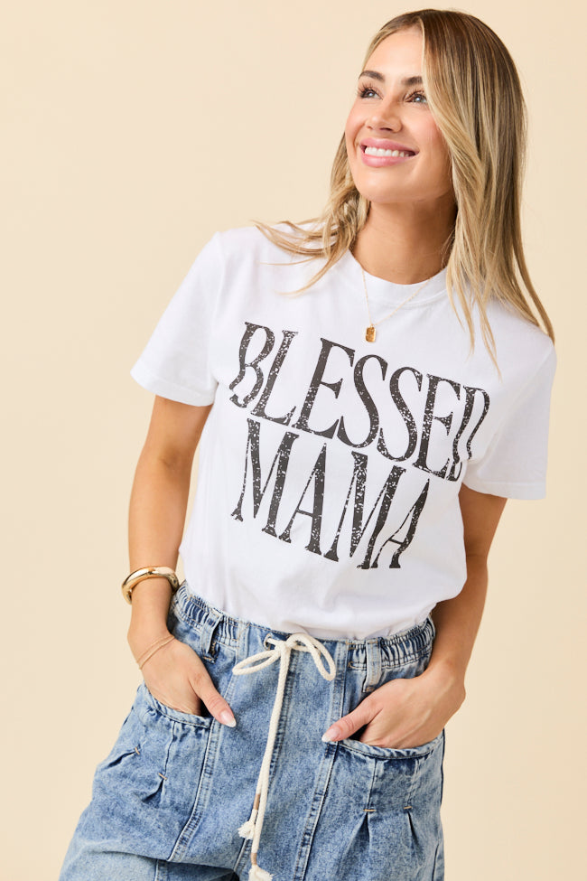 Blessed Mama White Graphic Tee Emily Fauver X Pink Lily - Image 3