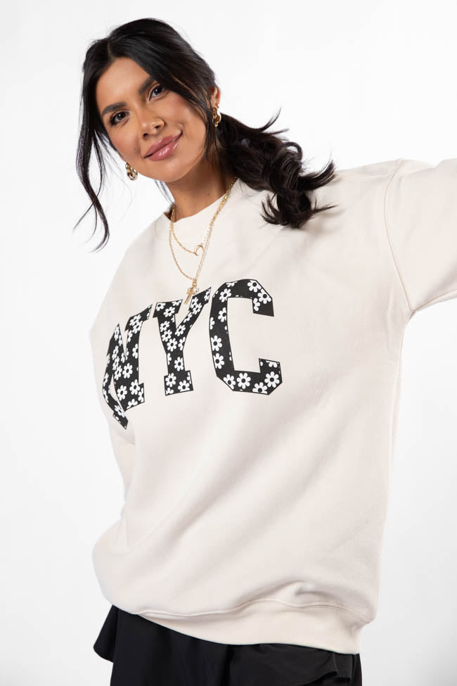 NYC Daisy Cream Graphic Sweatshirt - Image 3