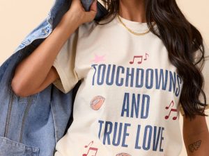 Touch Downs And True Love Ivory Graphic Tee