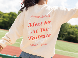 Meet Me At The Tailgate Cream Graphic Sweatshirt