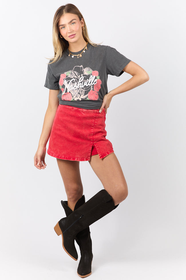 Nashville Vintage Rose Dark Grey Graphic Tee - Image 5