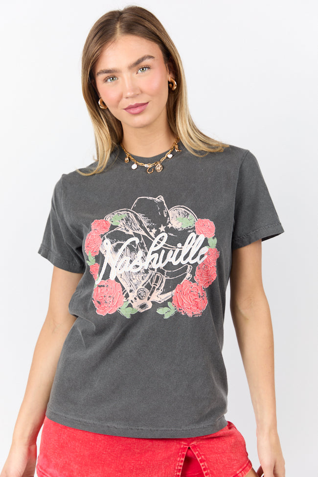 Nashville Vintage Rose Dark Grey Graphic Tee - Image 6