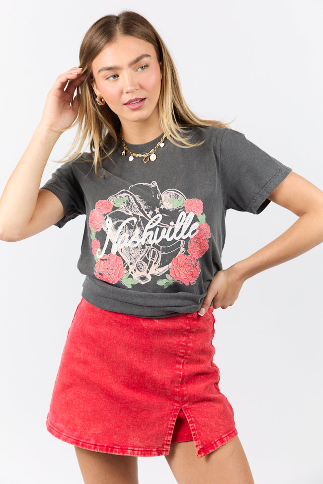 Nashville Vintage Rose Dark Grey Graphic Tee - Image 7