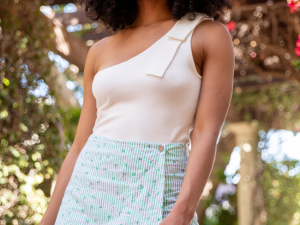 Count Me In Ivory One Shoulder Bow Detail Sweater Tank FINAL SALE