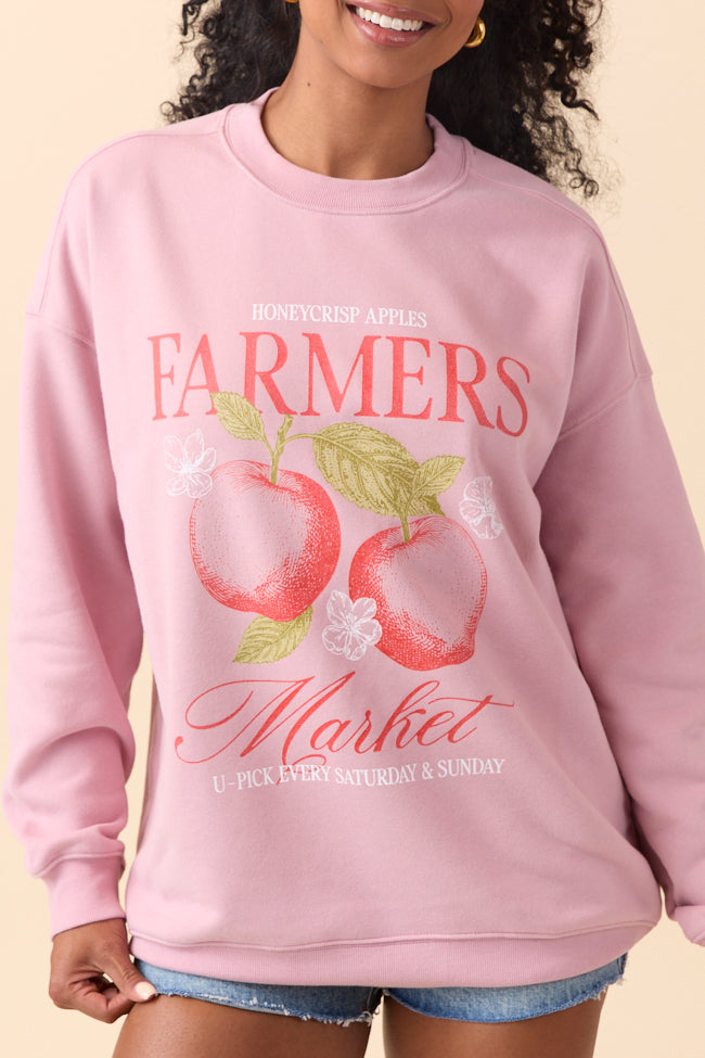 Honeycrisp Apples Farmers Market Mauve Graphic Sweatshirt