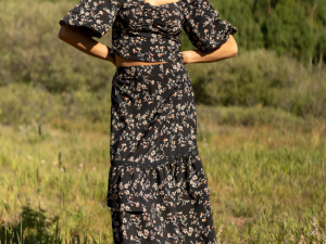 Sasha Black Multi Tiered Maxi Skirt