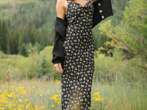 Bianca Black Floral Slip Dress